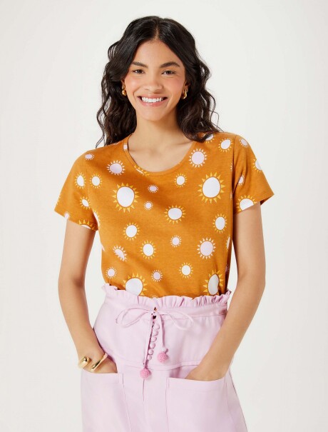 CAMISETA FEMENINA ESTAMPADA NARANJA OSCURO