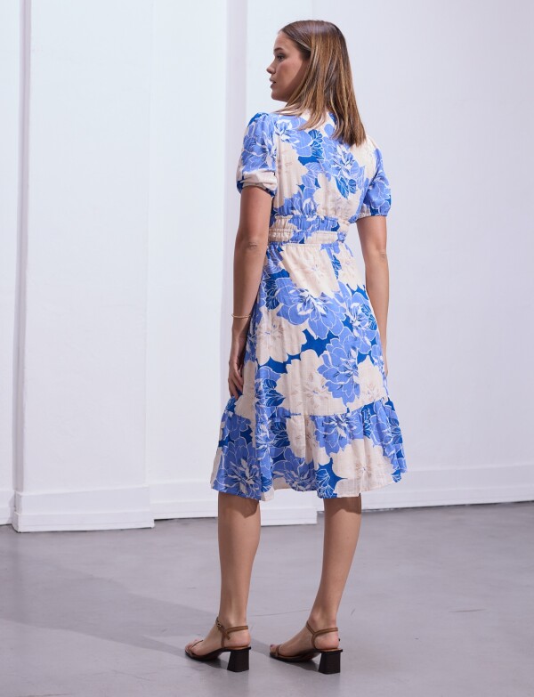 Vestido Flores AZUL/BLANCO