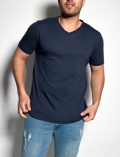 Remera lisa escote V Vex Azul