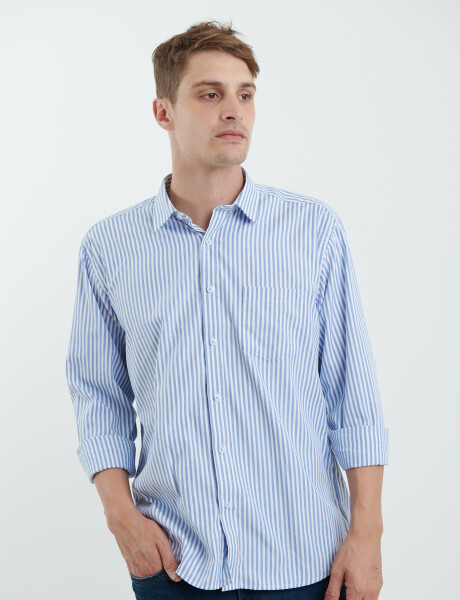 012626 CAMISA HARRINGTON LABEL Blanco/celeste