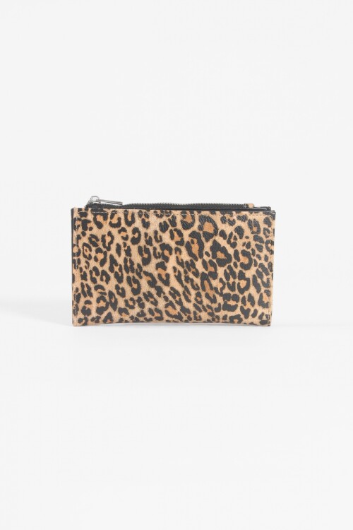 Tarjetero monedero Leopardo beige