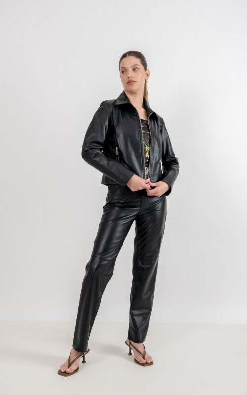 Chaqueta de Cuero Lupe Negro