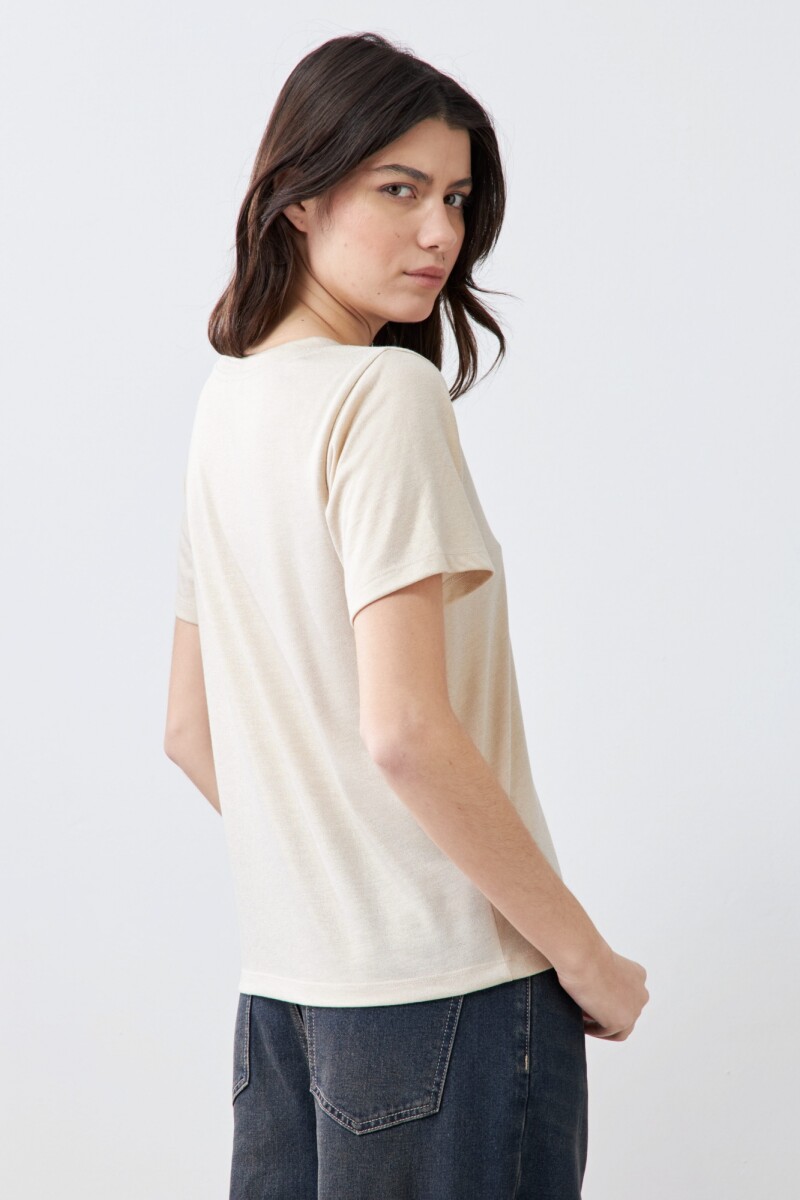 Remera con lurex beige