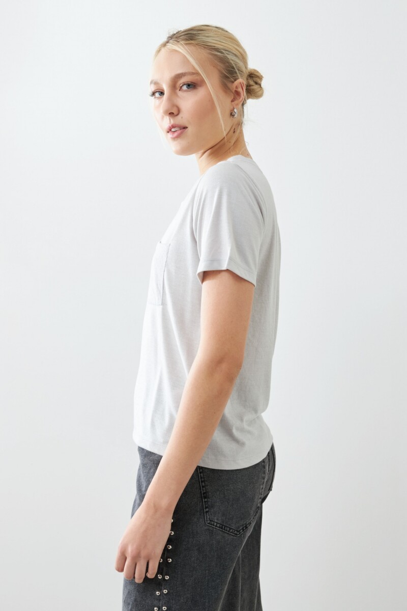 Remera con lurex gris melange