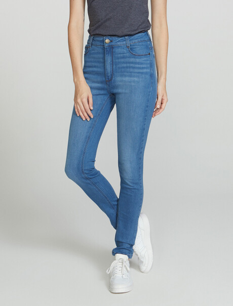 PANTALÓN DE JEAN SUPER SKINNY CINTURA ALTA CELESTE