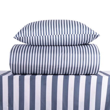 JUEGO DE SÁBANAS FIBRA-SUAVE AZUL RAYAS AZUL Y BLANCO