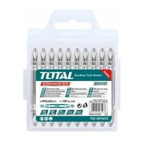 Juego Kit 10 Puntas Atornillador Phillips PH2 65mm Total Juego Kit 10 Puntas Atornillador Phillips PH2 65mm Total