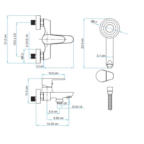 Griferia De Ducha Externa Monocomando Cromo Aqualia 000