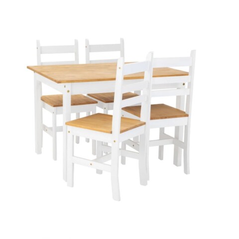 Juego de Comedor Lucia Plus 4 Sillas Madera Blanco Juego de Comedor Lucia Plus 4 Sillas Madera Blanco