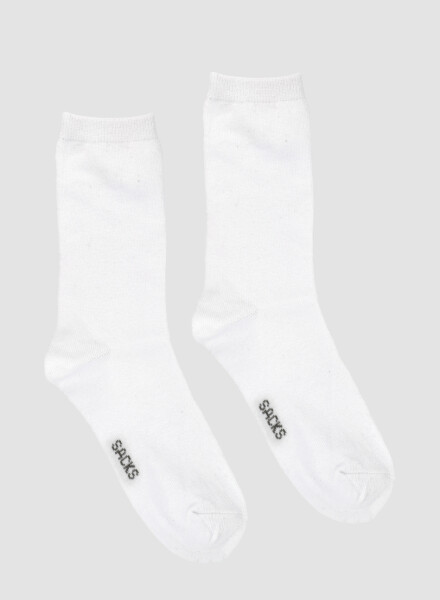 Medias de algodón en colores lisos Blanco