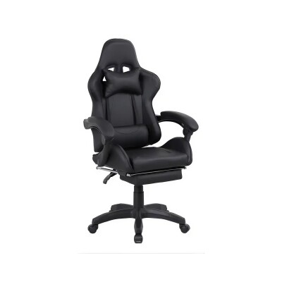 Silla gamer ergonomica reclinable con posapie negro Silla gamer ergonomica reclinable con posapie negro