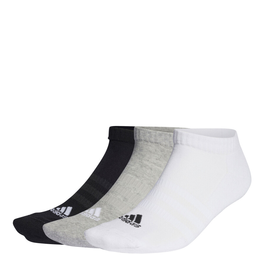 Medias Unisex Adidas x3 Tobilleros Cushioned Gris - Blanco - Negro