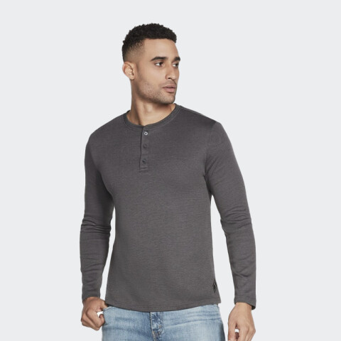 Buzo Skechers GOknit Pique Henley Gris