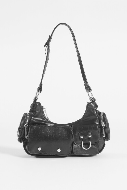 Cartera de hombro bolsillos negro