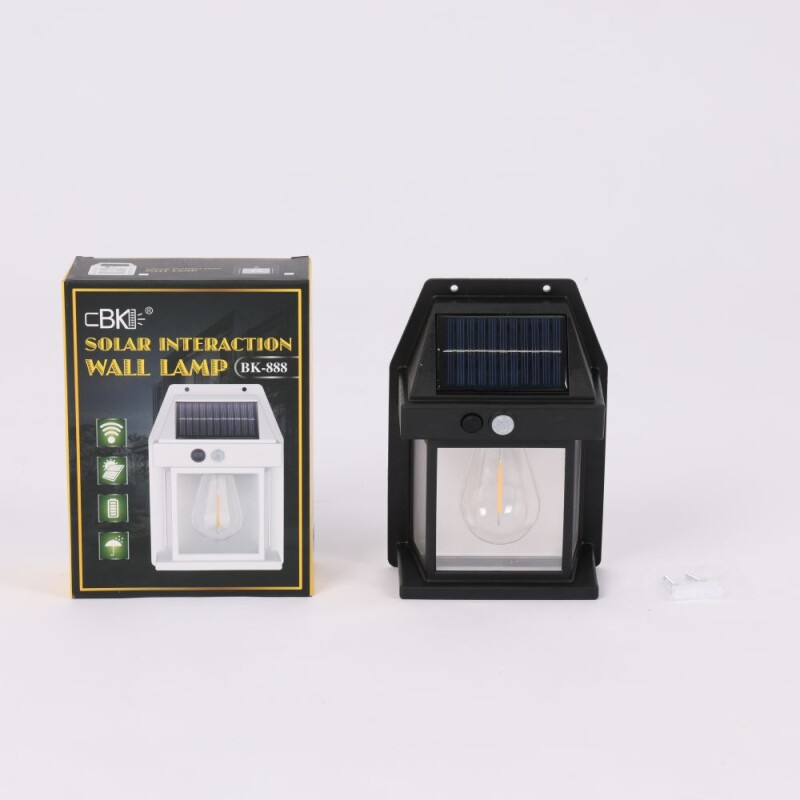 Lámpara Farol Led De Pared 888 Carga Solar Negro Lámpara Farol Led De Pared 888 Carga Solar Negro