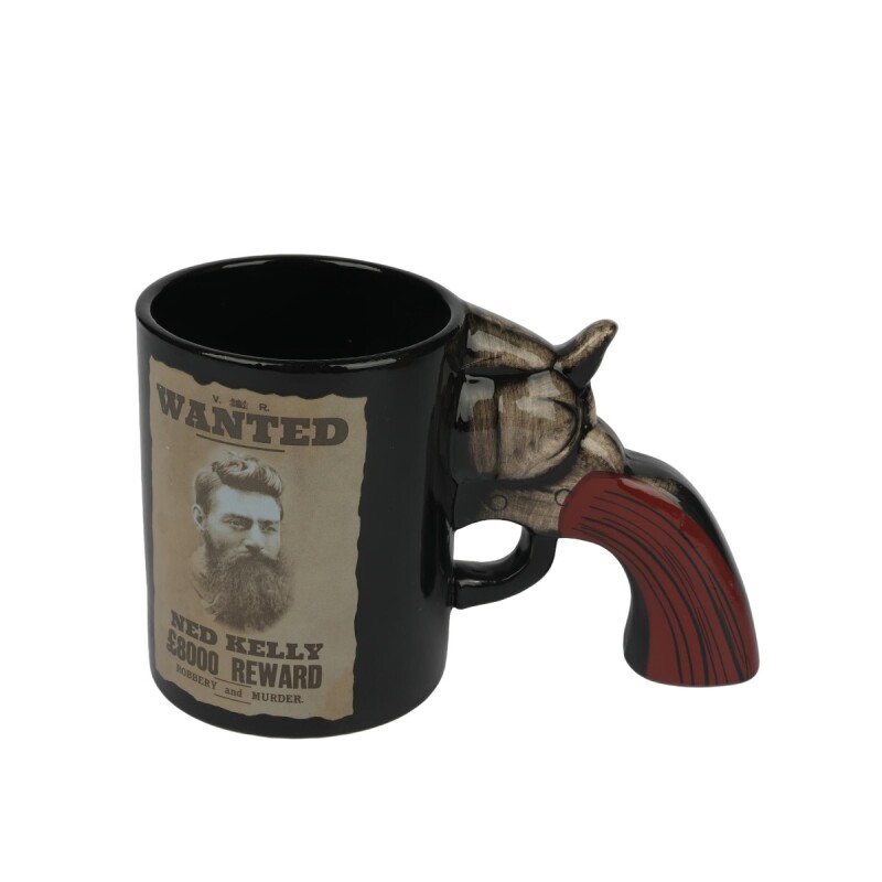 Taza Wanted con diseño de revolver Taza Wanted con diseño de revolver