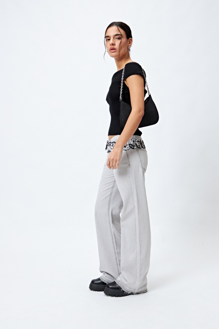 JEAN KIKI Gris Claro