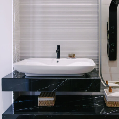 Bacha de loza blanca rectangular para apoyar 82x49,5x13 000