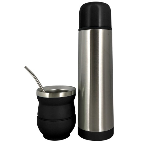 Set Termo De 500ml Mate Y Bombilla Selecta Negro