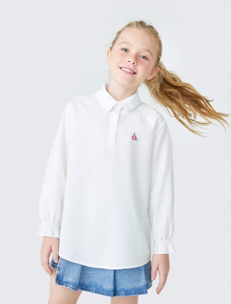 BLUSA INFANTIL CON PUÑOS ELASTIZADOS BEIGE