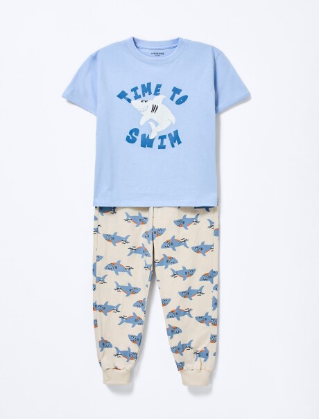 PIJAMA INFANTIL CON ESTAMPA AZUL