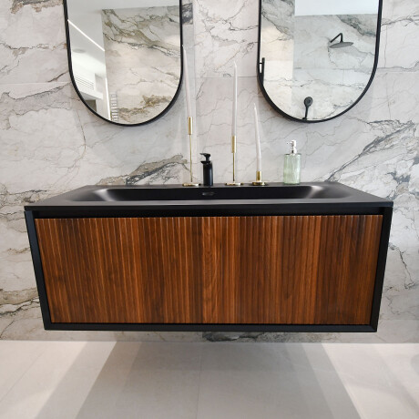 MUEBLE EN MDF 120X46X45 ROBLE OSCURO CON BACHA NEGRO MATE GAMAS DE MARRON