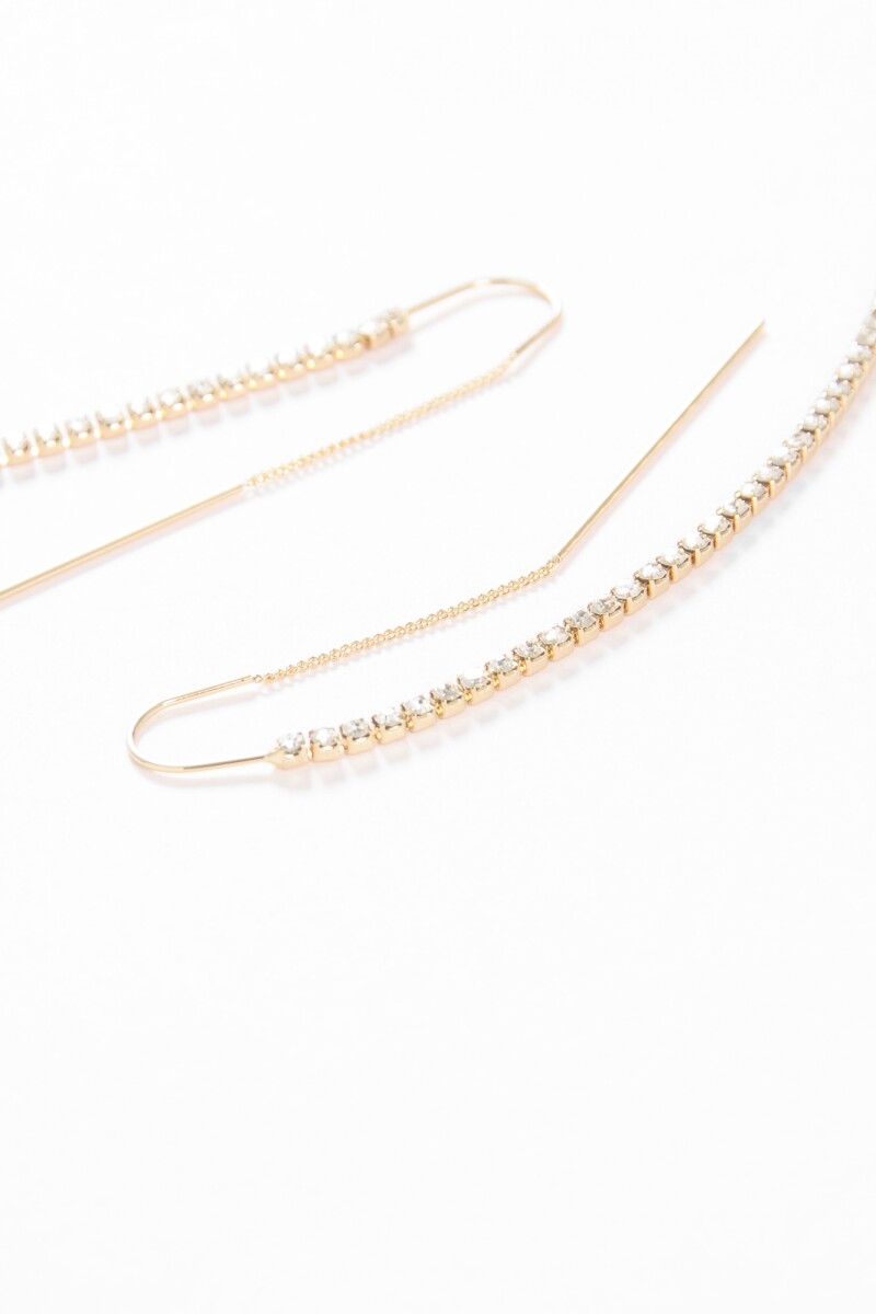 Caravanas largas party strass dorado