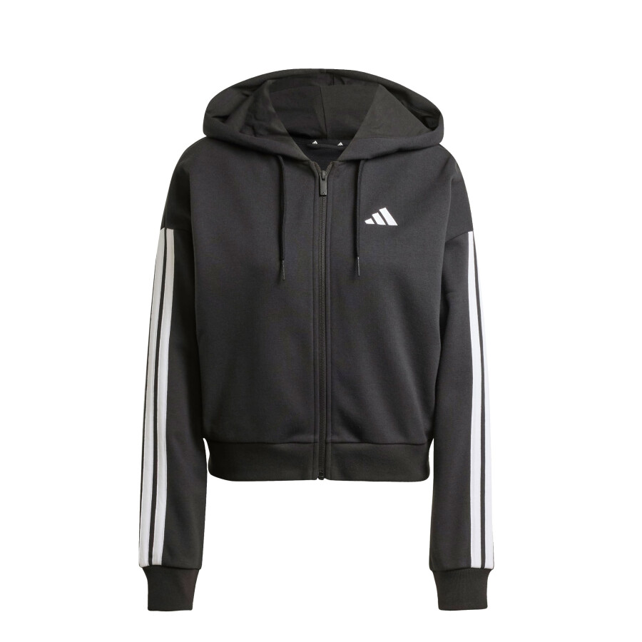 Campera de Mujer Adidas Essentials French Terry 3 Tiras Negro - Blanco