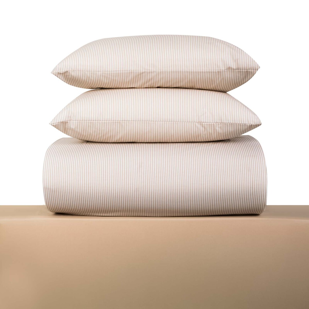 JUEGO SÁBANAS - QUEEN ALGODON-Y-POLIESTER MARRON STRIPE TOSTADO 