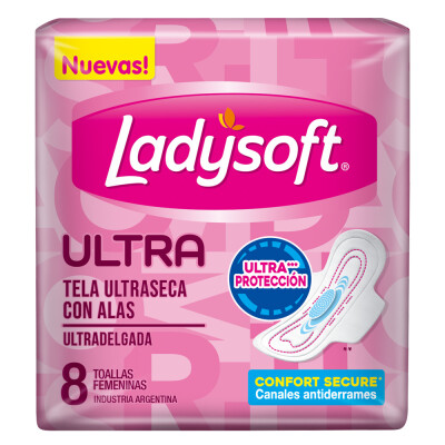 Toallas Femeninas Ladysoft Ultra Delgadas Tela Suave 8 Uds. Toallas Femeninas Ladysoft Ultra Delgadas Tela Suave 8 Uds.