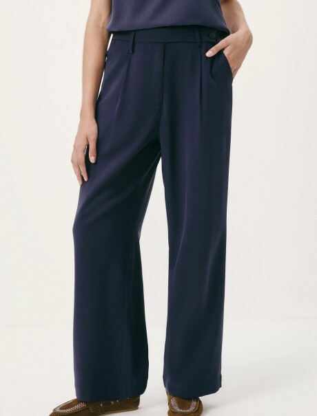 PANTALÓN RECTO DE TALLE ALTO AZUL