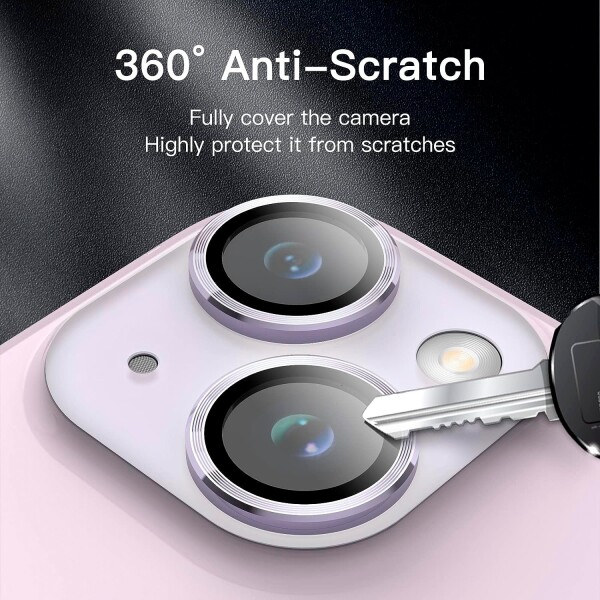 Vidrio Reforzado Para Cámara De iPhone 14 Borde Colores Color Variante Violeta