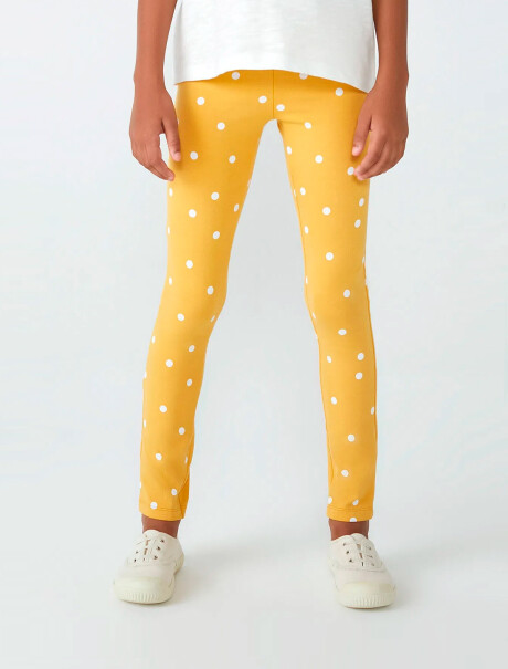 CALZA DE NIÑA ESTAMPADA SIN FELPA AMARILLO