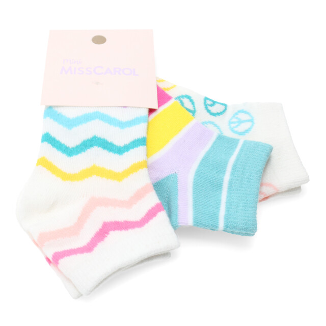 Medias Mini Miss Carol Media Peace pack X3 Ecru / Rayas