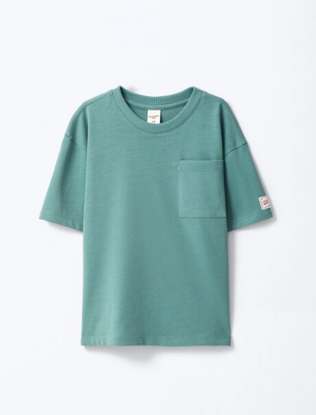 CAMISETA INFANTIL CON BOLSILLO VERDE