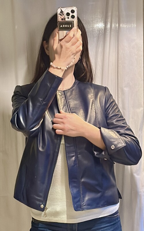 CHAQUETA CANELA AZUL