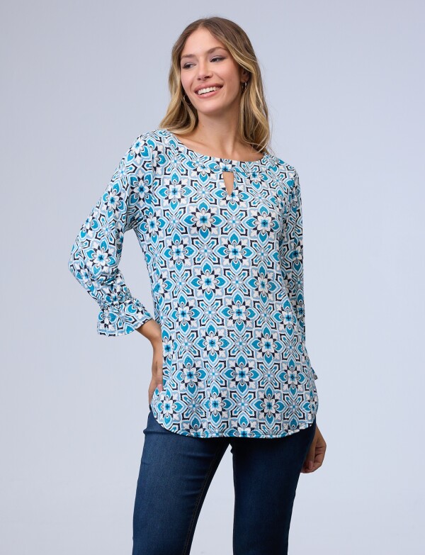 Blusa Keyhole MULTI/TURQUESA