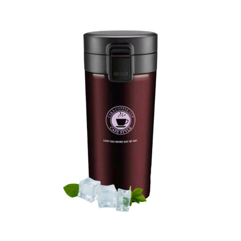Vaso Térmico 380ml C/ Tapa Abre Facil Cafe Te Agua Y+ Variante Color Bordo
