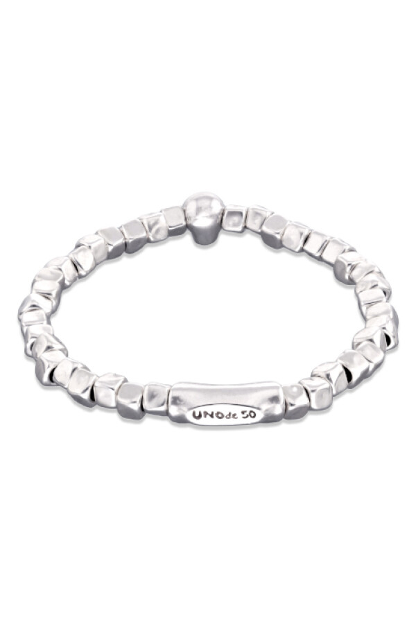 PULSERA ELÁSTICA DE ALEACIÓN DE METALES BAÑADA EN PLATA CON DETALLE DE CALAVERA Pulsera