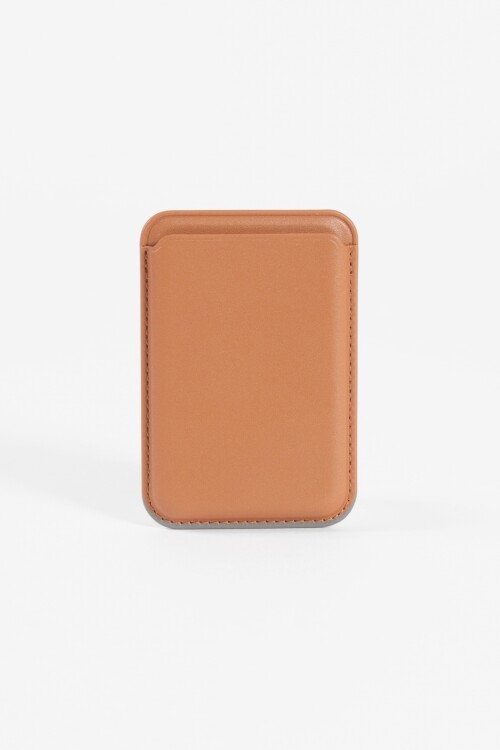 Tarjetero adhesivo cuero ecológico marrón