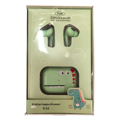 Auriculares bluetooth in ear diseño dinosaurio verde con estuche Auriculares bluetooth in ear diseño dinosaurio verde con estuche