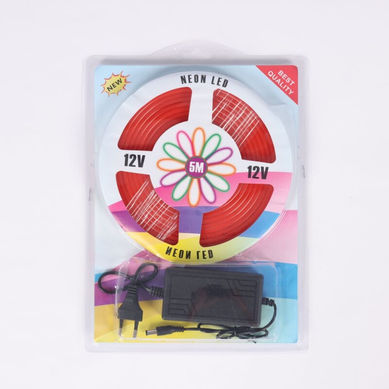 Kit Completo Cinta Tira Led Neon Flexible 5 Metros Roja Kit Completo Cinta Tira Led Neon Flexible 5 Metros Roja