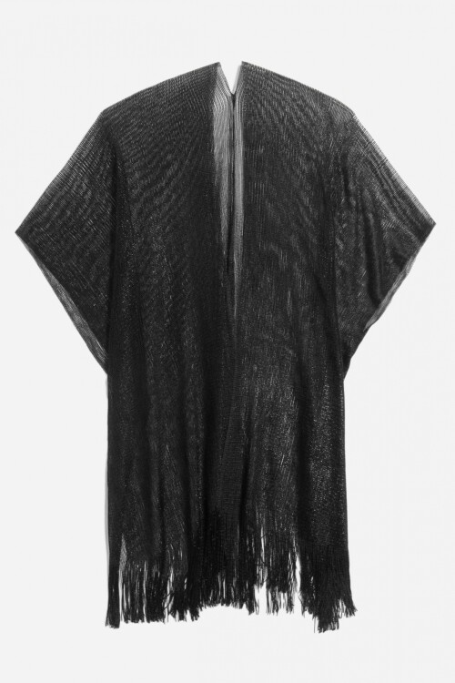 Ruana party con flecos negro