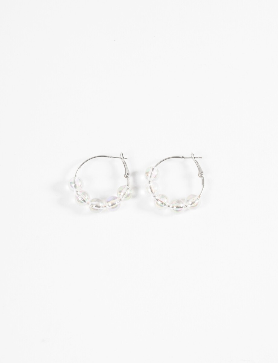 Aros borlas acrílico - plateado 