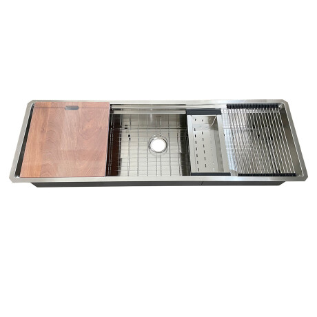 Pileta De Cocina Acero Inoxidable Tipo Industrial Incluye Accesorios,Valvula,Desagüe,Tabla De Madera,Escurridores Y Rejilla. 000