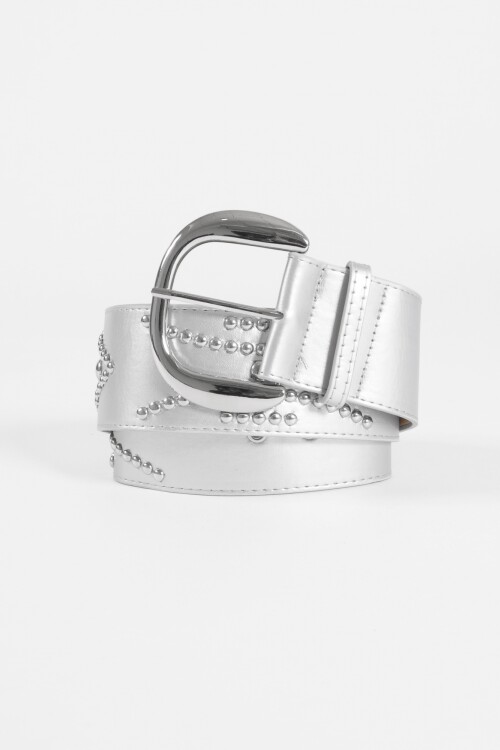 Cinturón con tachas plateado