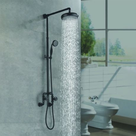 Griferia Ducha Exterior Industrial Negro Mate Aqualia 000