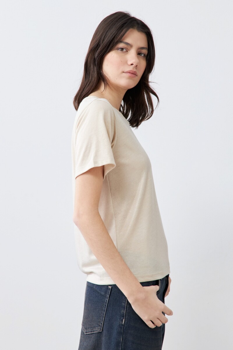 Remera con lurex beige