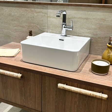 Bacha De Loza Blanca Rectangular De Apoyo 40X42X15,5 000