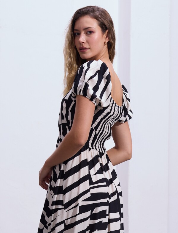 Vestido Printed NEGRO/CRUDO